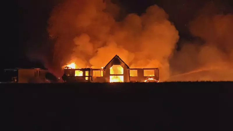 Early Morning Blaze Rips Through Multiple Properties East of Calgary | CTV News