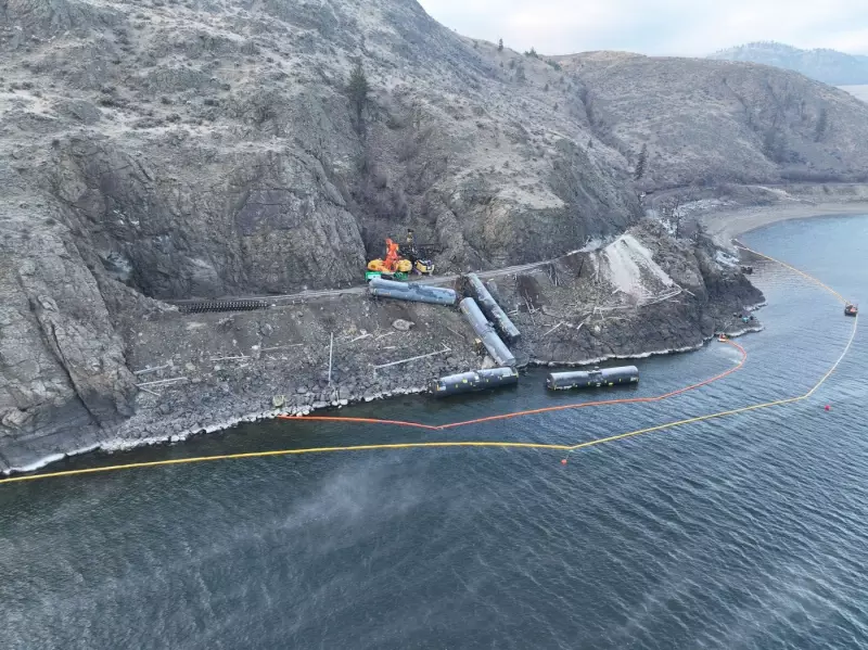 B.C. Train Derailment: Rock Slide Suspected in 70,000-Litre Jet Fuel Spill
