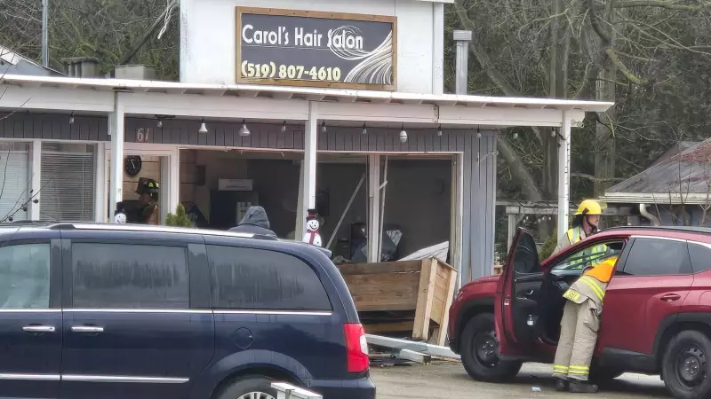 Car crashes through Drayton hair salon in shocking Ontario incident