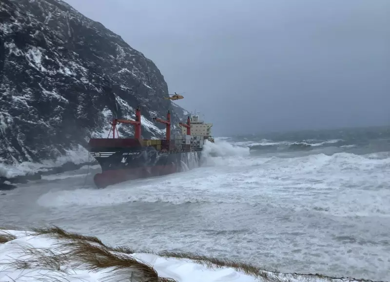 Cargo Ship MSC Baltic III Stranded Off Newfoundland in Fall Storm