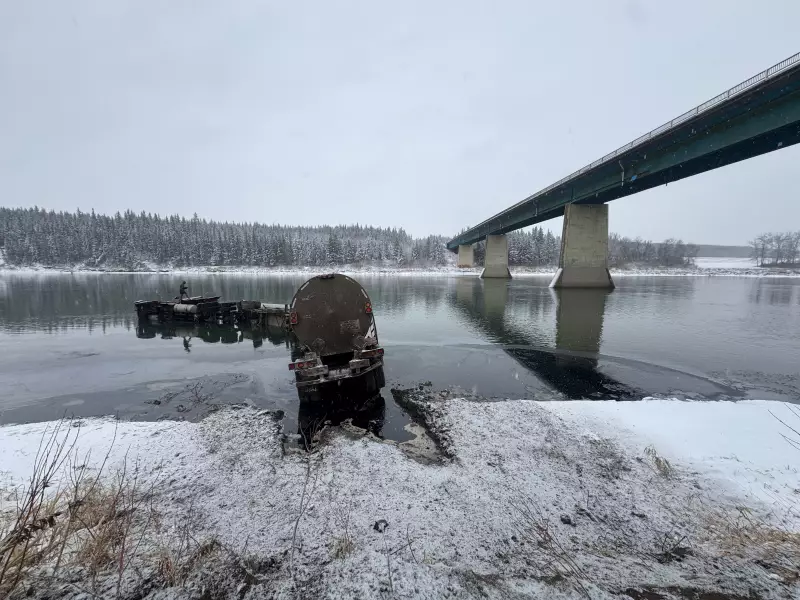 Environmental Emergency: Bitumen Tanker Spill Contaminates North Saskatchewan River After Highway Crash