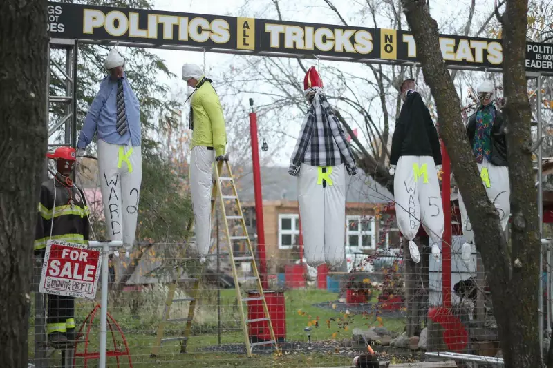 Halloween Display Sparks Outrage with Noose Depictions of Manitoba Municipal Politicians