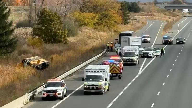 Major Highway 401 Closure After Student Bus Crash Near London, Ontario