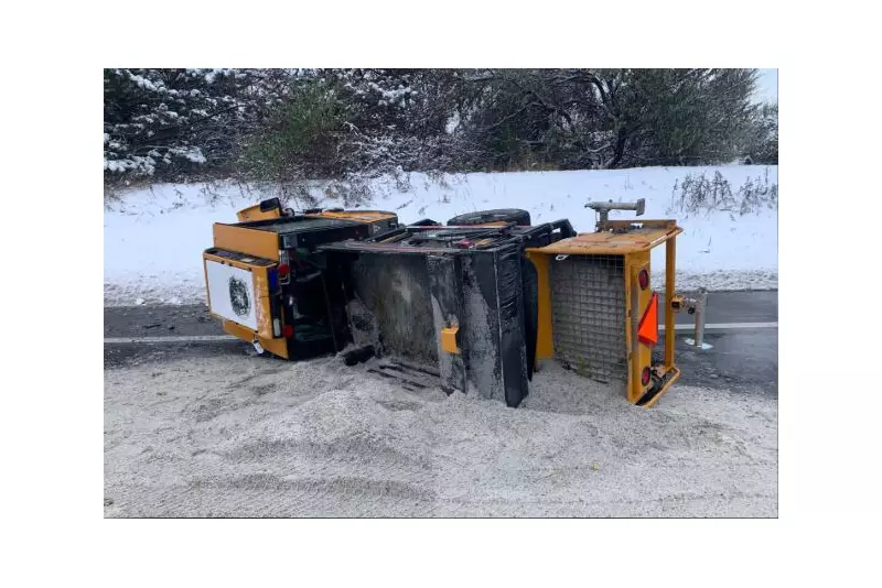 Snow Removal Vehicle Overturns on Hwy. 417 in Ottawa, Driver Charged