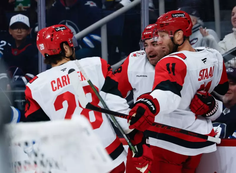Staal Scores Twice as Hurricanes Defeat Jets 4-3 in Winnipeg