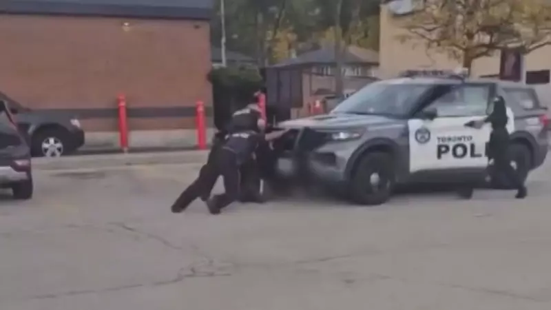 Toronto Police Cruiser Runs Over Officer and Suspect During Arrest | Shocking Video Evidence