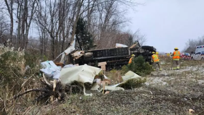 Truck Overturns on Highway 400 in Oro-Medonte: Emergency Response