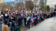 Alberta Legislature Rally Opposes Bill 9 and Notwithstanding Clause Use