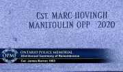 Fallen Manitoulin OPP Officer Marc Hovingh Honoured at Toronto Memorial