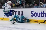 San Jose Sharks Edge Vancouver Canucks 3-2 in Friday Night NHL Clash