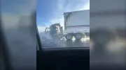 Semi Truck Fire on Highway 11 Near Lumsden, No Injuries Reported