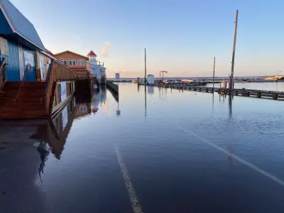 Pointe-du-Chêne Wharf Partially Flooded Amidst New Brunswick Storm