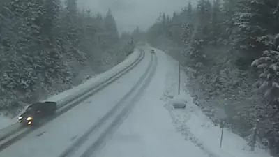 Snowfall Warning Issued for Sea to Sky Highway Near Whistler on Christmas Eve
