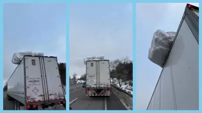 Truck Driver Charged After Massive Ice Block Spotted on Trailer Roof in Ontario