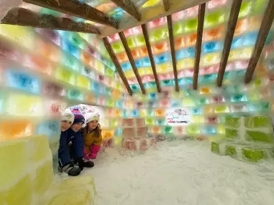 Edmonton Family Builds Rainbow Ice Cabin to Fund Children's Charity
