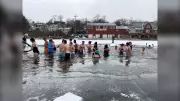 Hundreds Brave the Chill for Annual New Year's Day Polar Dip in Dartmouth, N.S.