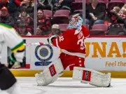 Soo Greyhounds Goalie Carter George Scores Rare OHL Goalie Goal in Victory