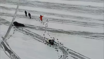 Drone Rescue Saves Sledder Trapped in Slush on Lake Joseph