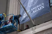 Giant Donald Trump Banner Hung at Justice Department in Washington