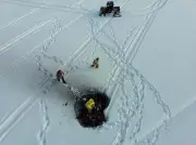 Muskoka Lakes Snowmobile Engulfed in Flames Captured by Fire Department Drone Footage