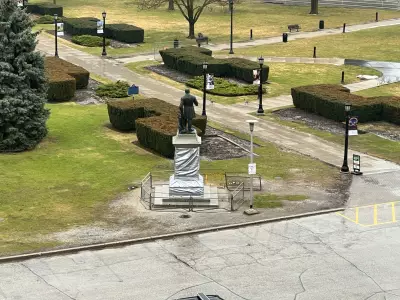 Statues Wrapped at Queen's Park Ahead of OSAP Student Protest