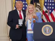 Olympian Kaillie Humphries Honors Trump with Ikkos Medal at White House Event