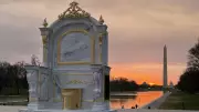 Satirical Gold Toilet Monument Mocks Trump's Bathroom Renovation Priority