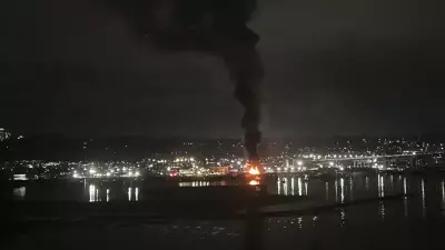 Barge Fire in Surrey Sends Massive Smoke Plume Over Surrounding Areas