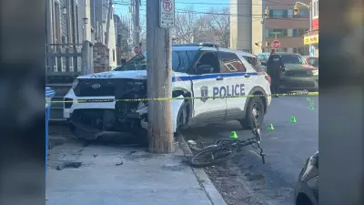 Halifax Police Car Hits Pole After Striking Suspect in Pursuit