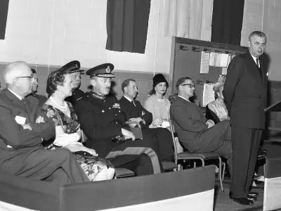 Historic Opening of Cairns Armoury in Saskatoon by Prime Minister Diefenbaker in 1960