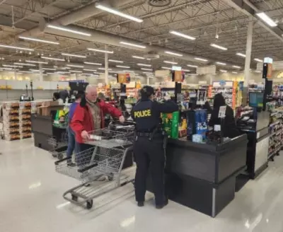 OPP Officers Volunteer at Grocery Stores to Fund Annual Summer Camp for Youth