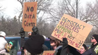 Regina Citizens Protest AI Data Centre at Saskatchewan Legislative Building