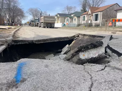 Sinkhole Opens on Winnipeg Street, Disrupting Traffic and Raising Safety Concerns