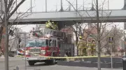 Calgary Plus 15 Walkway Metal Panels Fall, Roads Closed Downtown