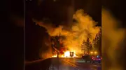 Coquihalla Highway Shut Down After Fiery Semi-Truck Blaze