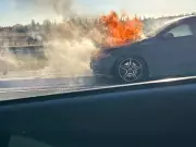 Vehicle Engulfed in Flames on Highway 400 in Bradford, Ontario