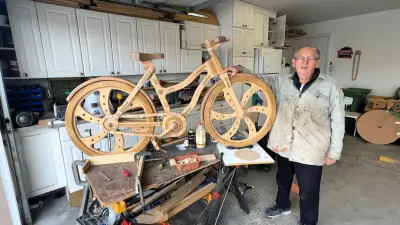 Calgary Retiree Crafts Unique Wooden Bicycle from Birch, Walnut, Oak, Maple