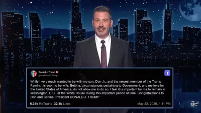Jimmy Kimmel Mocks Trump's Absence at Son's Wedding with Epstein Jab