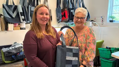 Mother-Daughter Duo Turns Jeans into Donated Totes for Women's Shelters