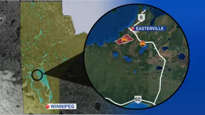 Out-of-Control Wildfire Threatens Central Manitoba Communities Near Easterville
