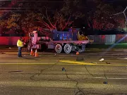 2 hospitalised after flatbed, dump truck crash in Etobicoke