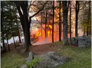 Boathouse Destroyed by Fire on Lake Muskoka in Muskoka, Ontario