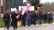 CUPE members rally outside Northeastern Catholic District School Board in Timmins