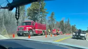 Fire Ranger Crews Battle Forest Fire Near North Bay, Ontario