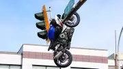 Motorcycle Hangs from Traffic Light Pole After Crash in Delta, B.C.