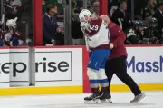 Nathan MacKinnon Hit in Face by Puck During Avalanche Playoff Game