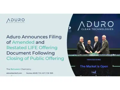 Aduro Clean Technologies Updates LIFE Offering After Public Closing