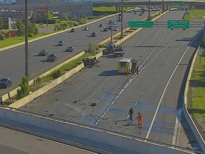 Fiery crash closes Hwy. 401 eastbound; Toronto man charged in robbery