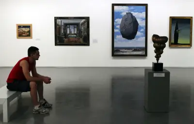 Magritte Painting Damaged by Child with Pine Cone at Museum