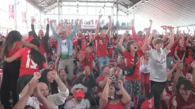 Pandemonium at North Vancouver Watch Party as Canada Advances to World Cup Round of 16